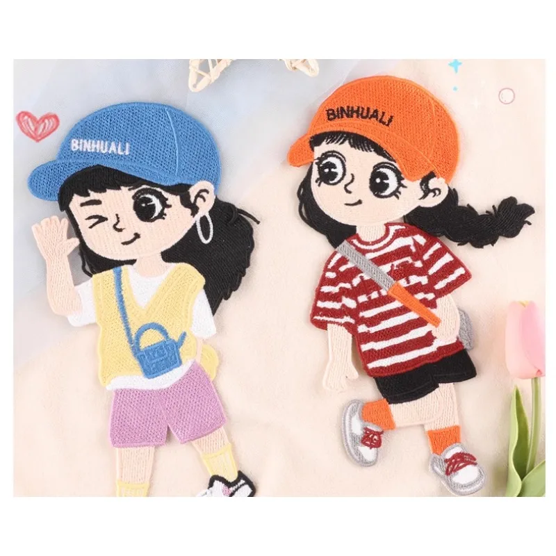 

Cartoon Character Lovely Girl Embroidery Patches for Clothing Jacket Applique Iron on Sew on Patch Decoration Badges Stickers
