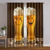 2pcs, Curtain Popular 2D print Humorous Beer Glass Versatile Polyester (without rod) Art Deco Festive Perfect for Living Room, 1