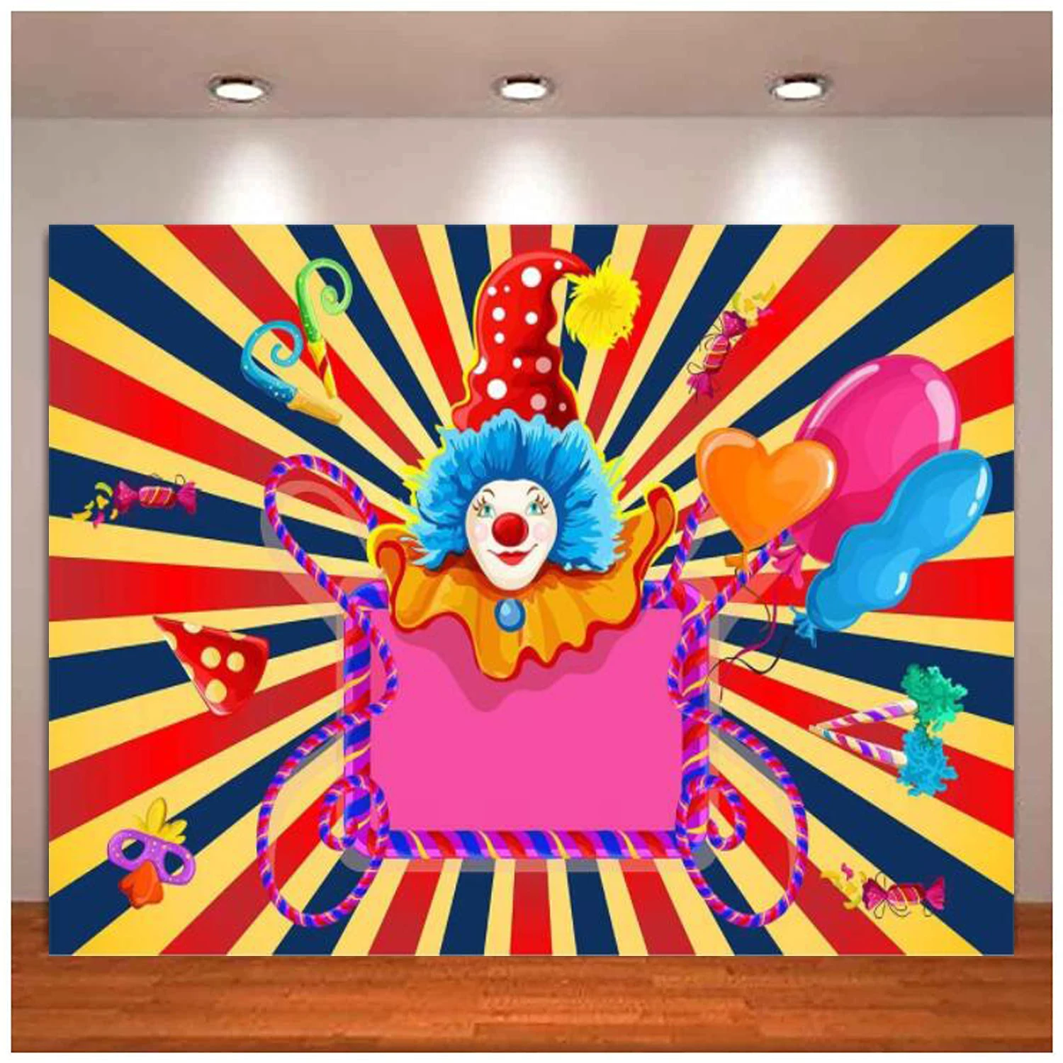 Carnival Top Circus Clown Photography Backdrop Booth For Children Birthday Baby Shower Cake Table Decorations Background Poster
