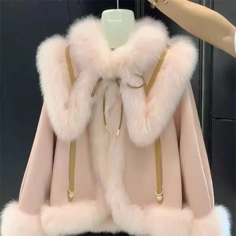 

Thick Imitation Fox Fur Grass Patchwork Women's 2024 New Autumn And Winter Fur Coat Down Cotton Jacket Lamb Wool Jacket For Wome