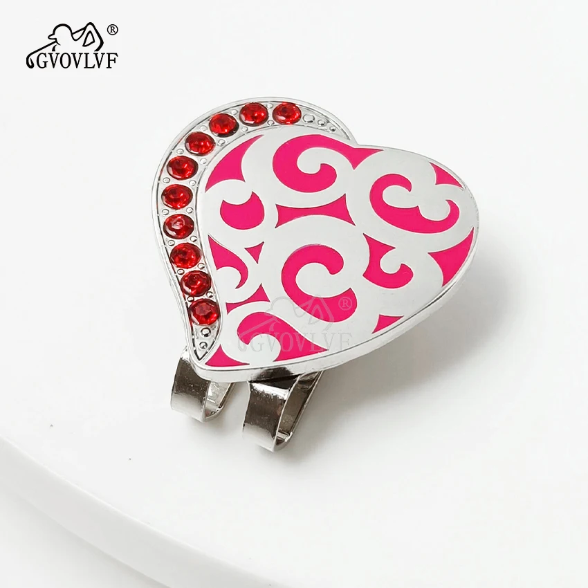 1 piece New Golf LOVE ball Markers Magnetic Hat Clips with Bling Bling Golf Bag Accessories Gift for Women Golfers Pink 4
