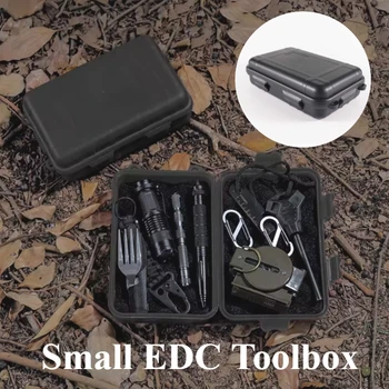 1pc Small EDC Tool Box Plastic Easy to carry Shockproof Waterproof Sealed Storage Box Outdoor Camping Survival Kit