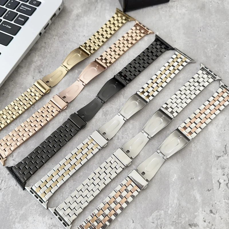 Metal Steel Strip Strap For Apple Watch Band 38/40/41MM 42/44/45/49MM Sports smart watch accessories bracelet iwatchS9Ultra8S7SE