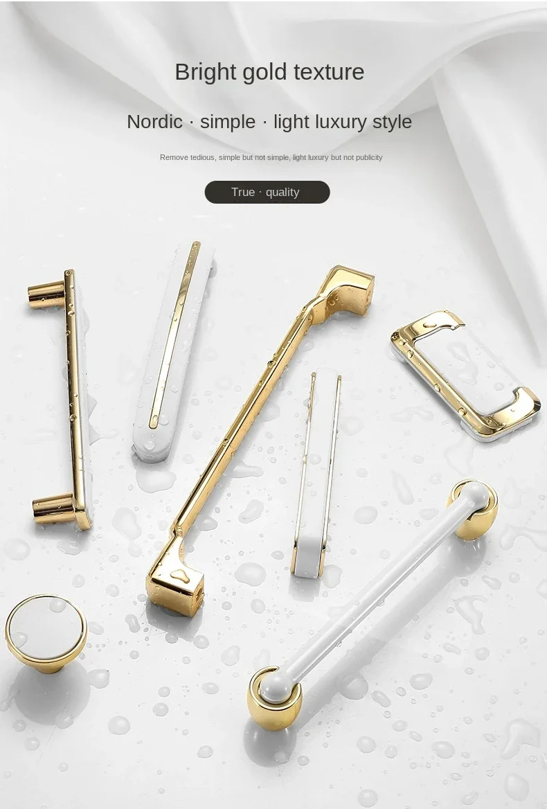 Description Picture 4 of itemGolden Cabinet Door Handle Cabinet Drawer Handle Modern Simple White Bright Gold Light Luxury Cabinet Single Hole Handle