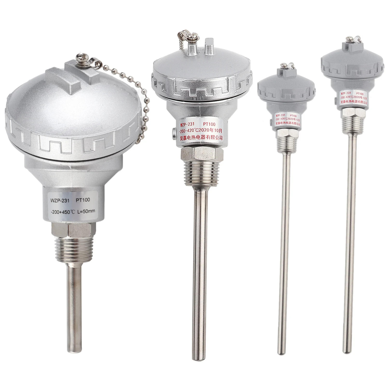 Resistance Temperature Detector PT100 Temperature Sensor Probe 1/2" NPT Thread Thermocouple Terminal Head Temperature Sensor