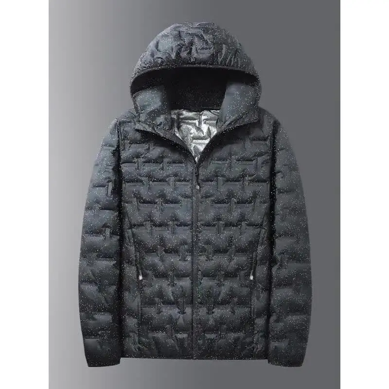 Мужской белый графитовый самонагревающийся пуховик