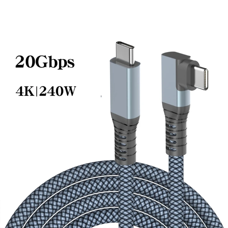 USB C Cable, USB C 3.2 Type to Type Cable, 240W 5A Fast Braided Cable for Mac Book, S20, T7 H8WD