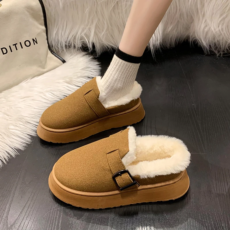

Shoes Woman Flats Slip-on Casual Female Sneakers Autumn Loafers Fur Clogs Platform Dress Slip On Fall Creepers New Winter Short