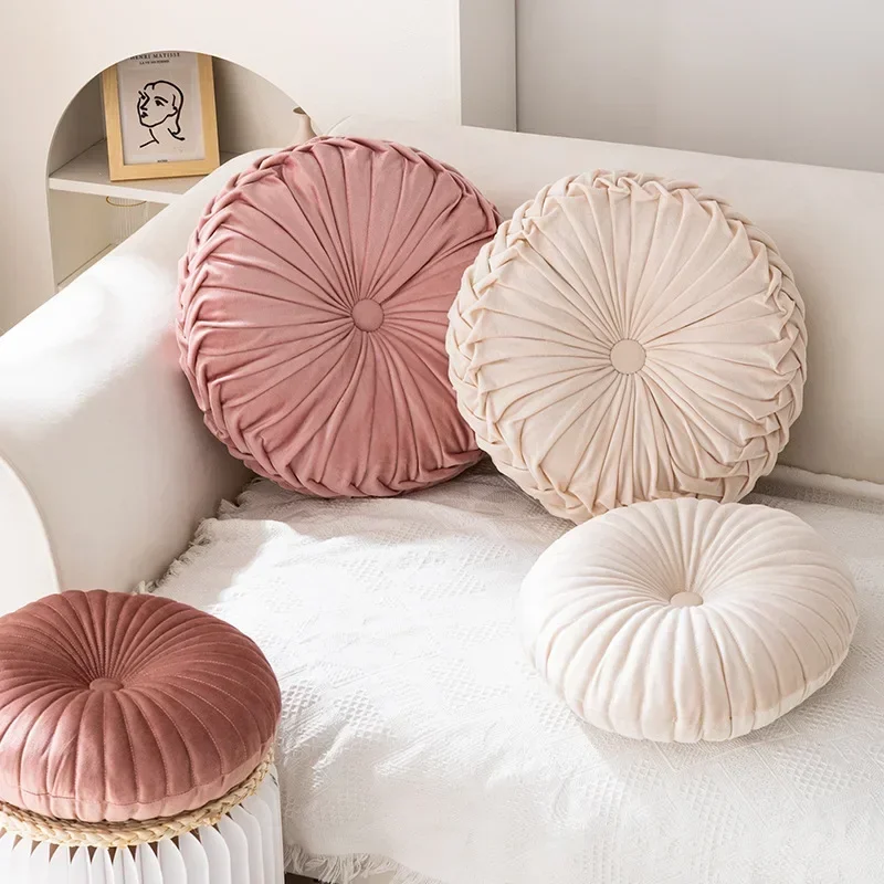 Nordic Ins Pumpkin Pillow Round Pillow Pink Seat Cushion Waist Pillow Living Room Sofa Homestay Decoration Wheels PuTuan