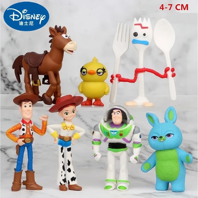 7Pcs Disney Toy Story 4 Action Figures Toys Woody Jessie Buzz Lightyear Forky Pig Bear Model Dolls Figurine Regali Di Natale