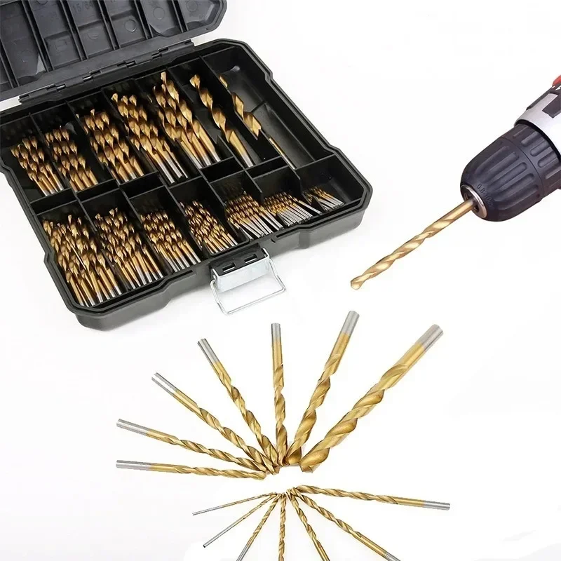 99PCS Titanium Coated High Speed Steel Twist Drill Bit 1.5-10 Combination Drill Set Hand Tools Power Parts Drill Bit Combination