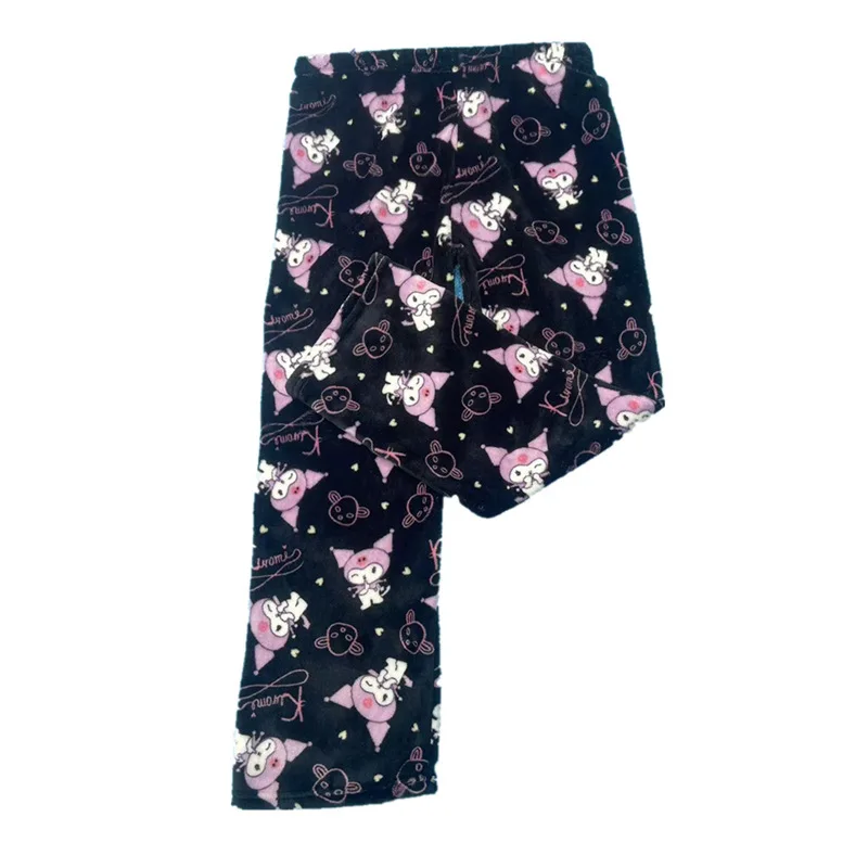 new Halloween cartoon Kuromi flannel autumn and winter warm and loose casual home graffiti casual sleeping pants