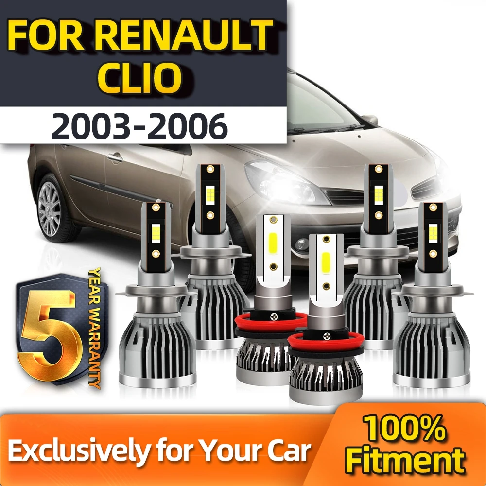 

Crossfox 3 Pair LED CSP Chip Bulbs 110W High Power Fog Lamp H11 High H7 Low H7 6000K White 12V For Renault Clio 2003-2006