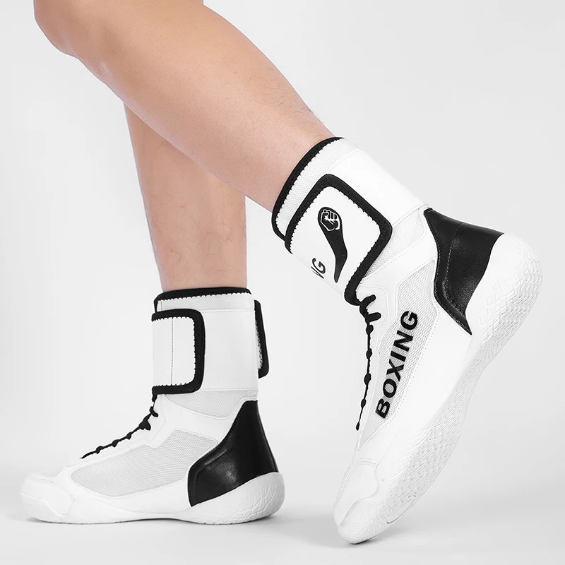 Men's High Top Boxing Sneakers Non-Slip Professional Wrestling Shoes Men's Combat Sneakers Indoor Boxing Training Shoes