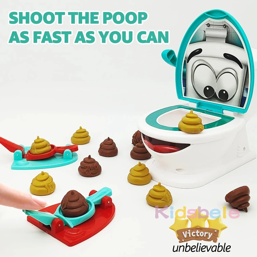 Shoot The Poop Funny Family Game Funny Party Toy Christmas Gift Fast And Frenzied Flushing  Poop Toilet Parent-Child Game Set 6