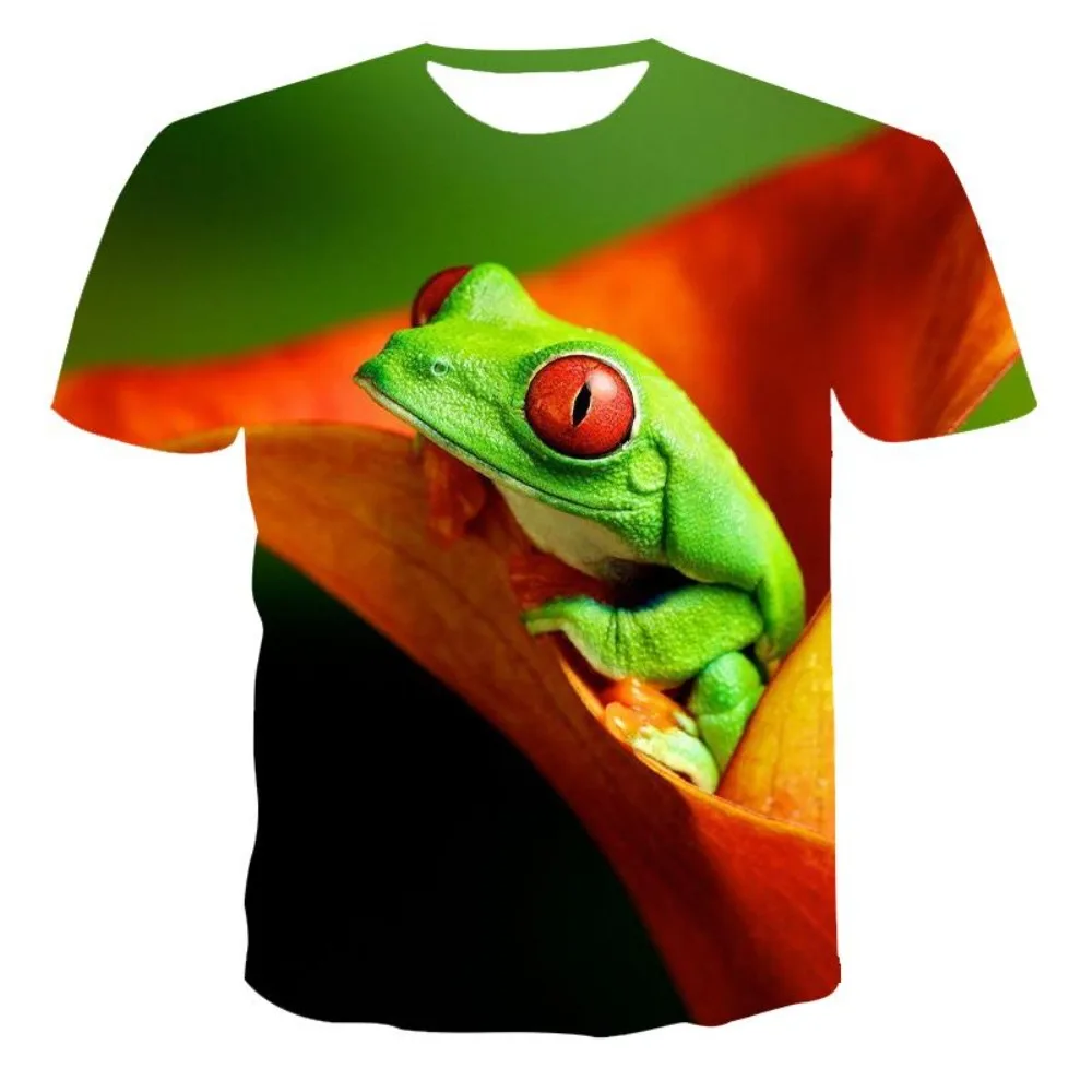 

Funny Tree Frog Graphic Summer New 3D T Shirts for Men Fashion Casual Animal Print T Shirt Personality Interesting Trend T-shirt
