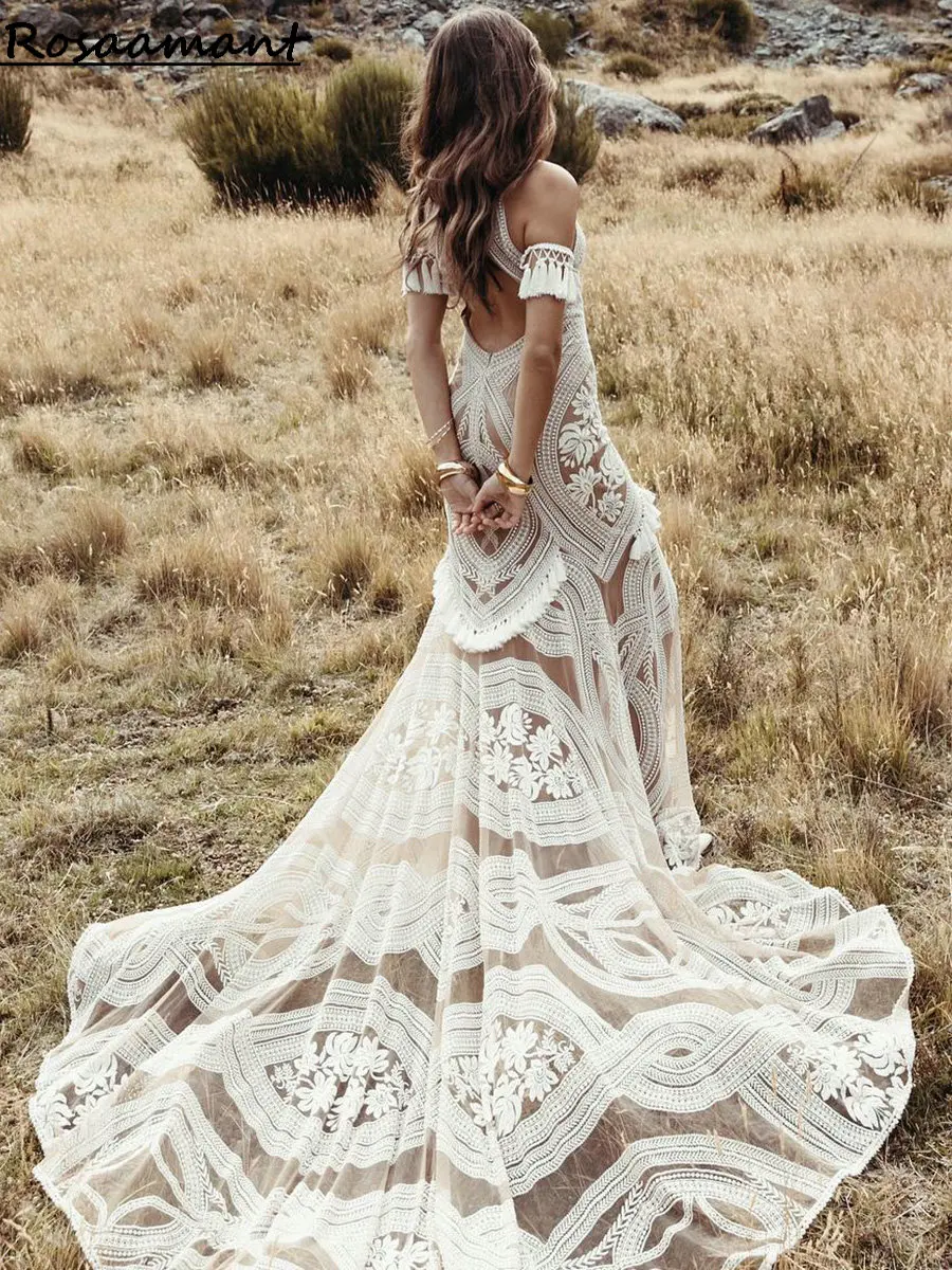 Goddess Wedding Dress Boho Style Elegant Flared Sleeves Boho Wedding Dress  Vintage Vestido De Noiva – TANYA