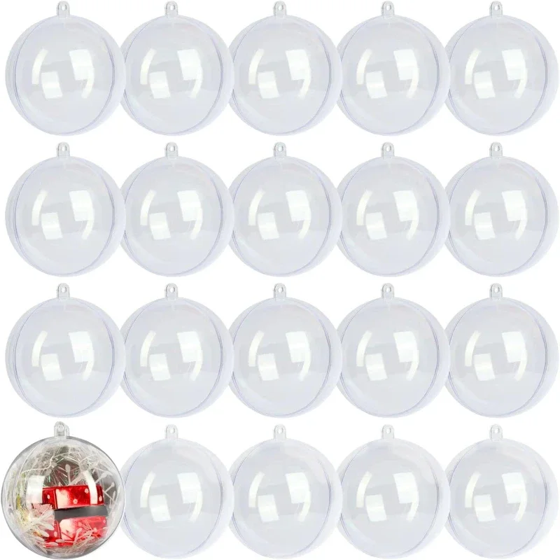 thumbnail image 1 of Paquete de 20 bolas de plástico transparente rellenables para adornos navideños de 3,15''/80 mm para fiestas de Navidad, bodas, fiestas y el hogar, 1 of 5