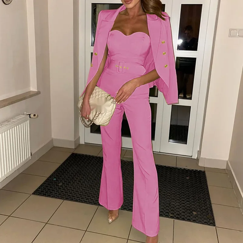 Fall New Style Small-sleeved Suit Trousers Two-piece Suit  Fashionable One-piece Suit  Commuting Queen  Ladies Suit  Commuting