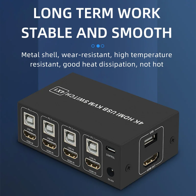 60Hz 4K 2-port USB KVM HDMIスイッチボックス Switch KVM USB 3.0 HDMI 2 PC 1 Monitor, symulacja EDID 4K