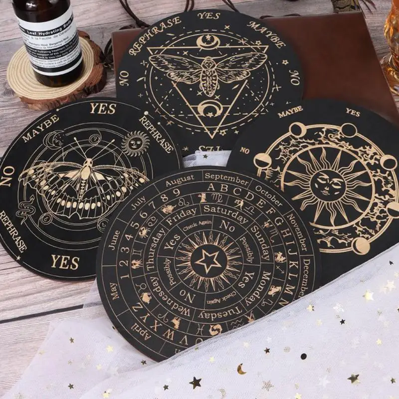 15cm Divination Board Wooden Star Pendulum Mat Communication Board Fortune Telling Toys Ouija Game Witch Crafts Supplies pendulum board