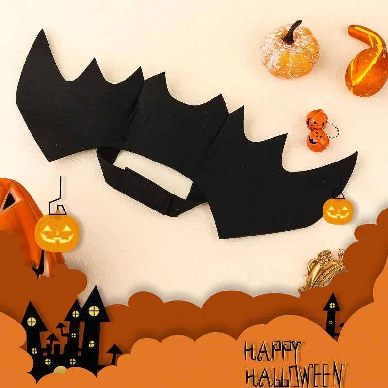 Costume Chauve-souris Pour Chien Et Chat – Ailes Noires Avec Clochette Citrouille – Déguisement Halloween Mignon Et Réglable