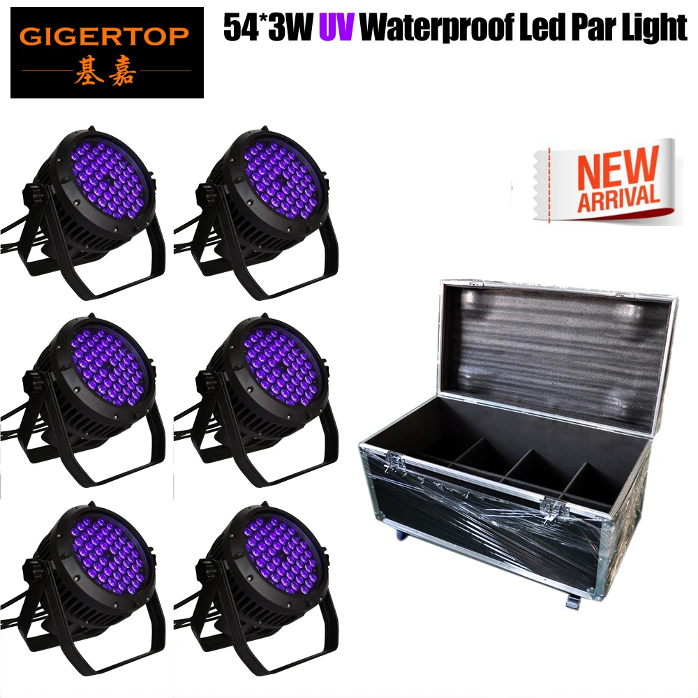 

4IN1/6IN1 Road Case Pack Purple LED Up Lighting Violet LED Par Lights 3W x 54 LED DMX 512 Par Can Stage Lighting TIPTOP Par Cans
