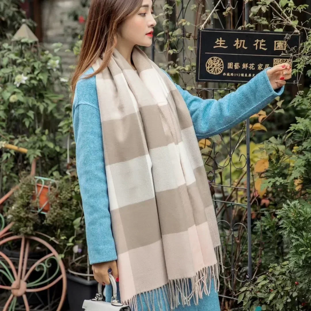 The New Women's Scarf Winter Luxury Brand Tippet Scarves for Ladies Plaid Shawls Warm British Style Thicken Man
