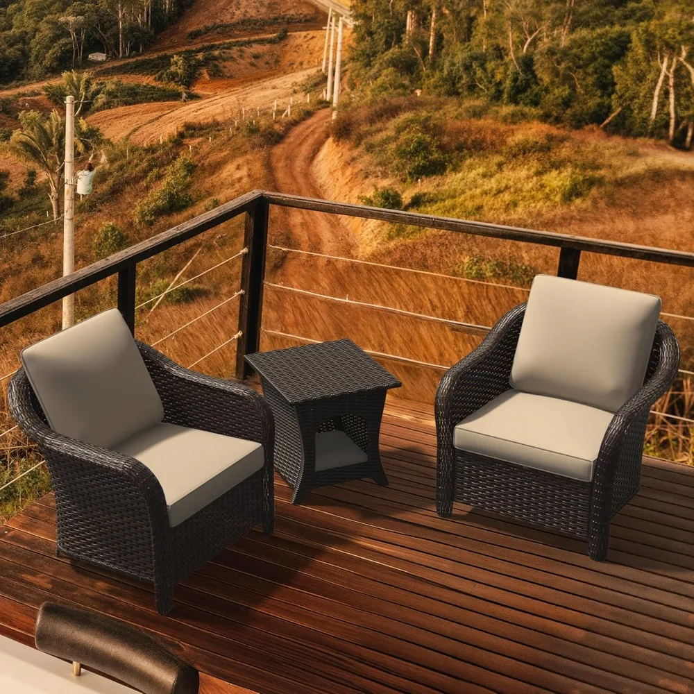 Outdoor Rattan Conversation Chair Set 1
