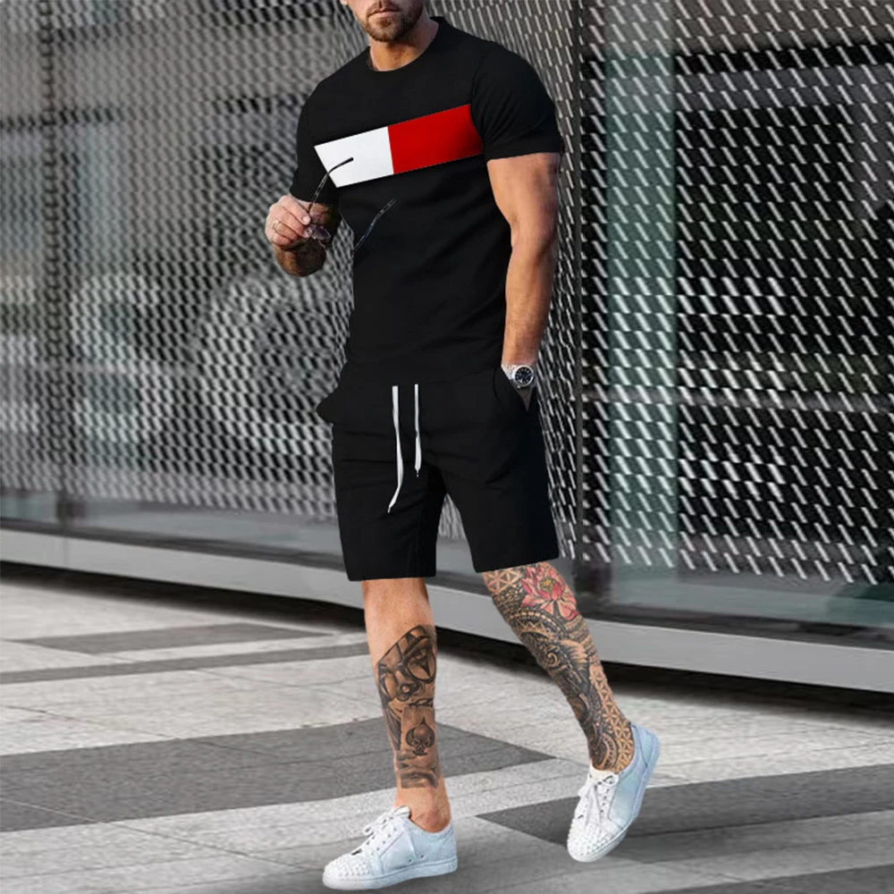 Fashion Tracksuit For Men TShirt Two Piece 3D Print Casual Sport Suit Oversized Street Clothing Jogger Male Track Suit Outfit