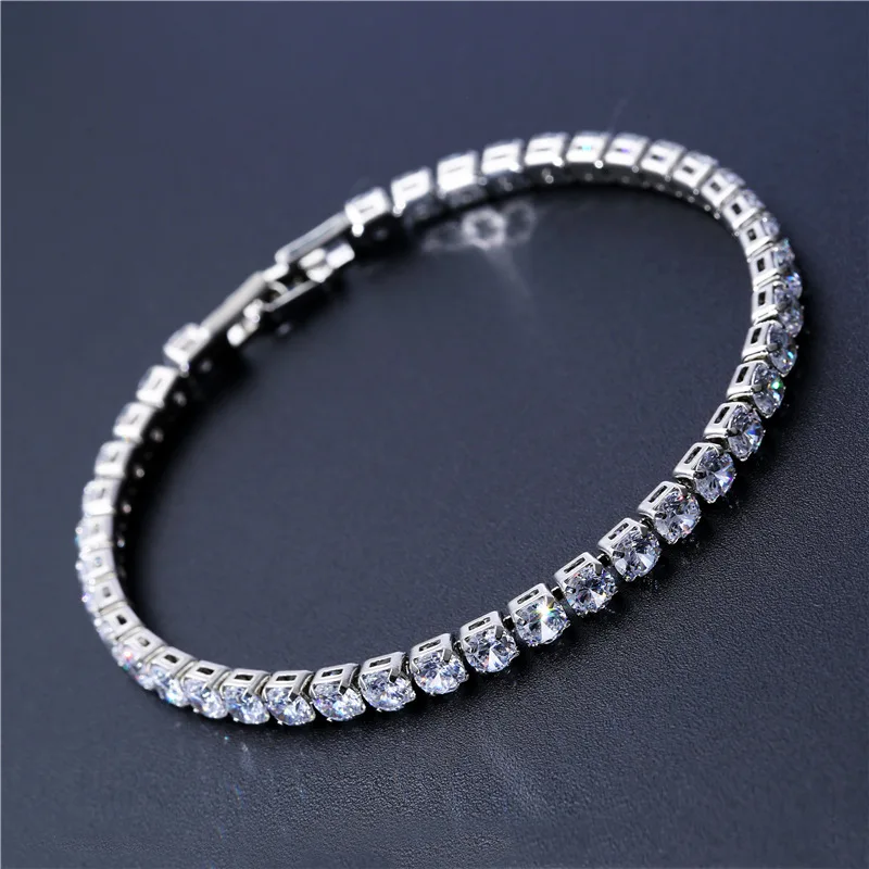 4mm Cubic Zirconia Tennis Bracelet Iced Out Chain Bracelets For Women Men Gold Silver Color CZ Homme Jewelry |