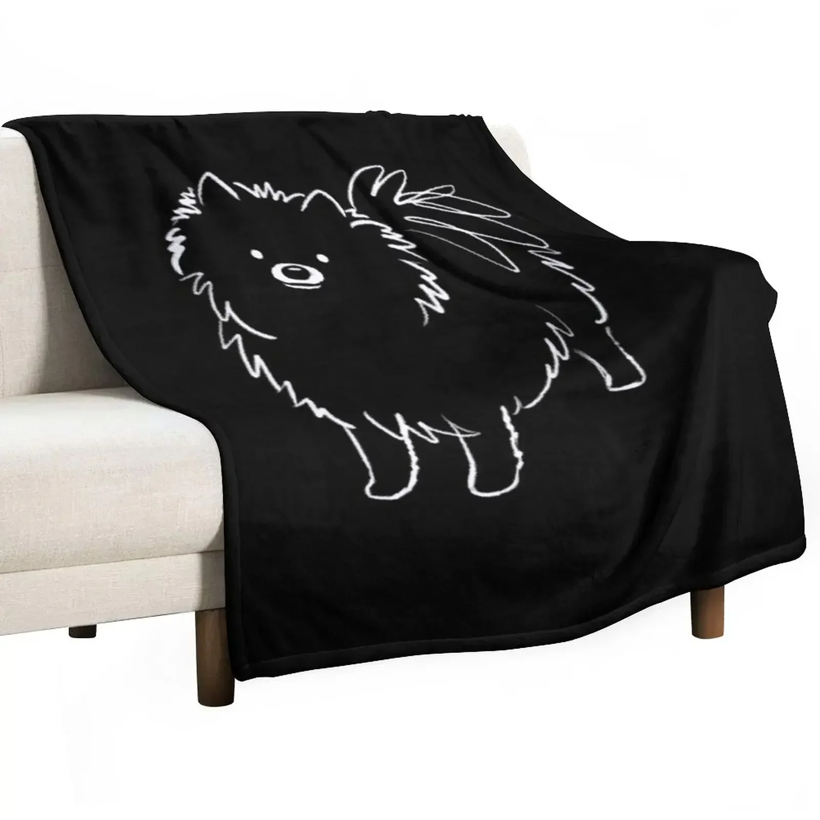 Black Pomeranian Throw Blanket Flannel Fabric Flannel Blankets