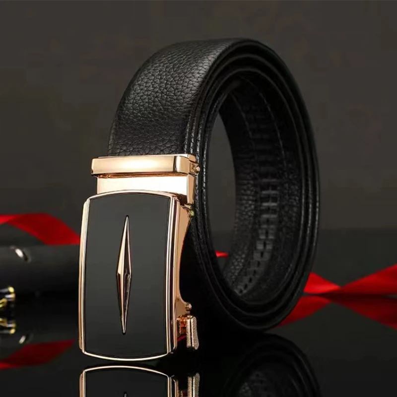 

2023 New Belt Men's High-end Leather Automatic Buckle Head Leather Business Men's Belt Free Shipping Manufacturers Wholesale