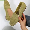 Solid Color Square Toe Mesh Loafers Shallow Women Flats Shoes Soft Bottom Knit Ballet Flats Shoes Casual Slip on Boat Shoes 5