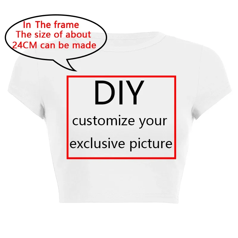 Diy Your Own Design Print Pattern Customize Summer Short Sleeve O Neck Solid Color Cropped Navel Women Crop Tops Fashion T-Shirt 3