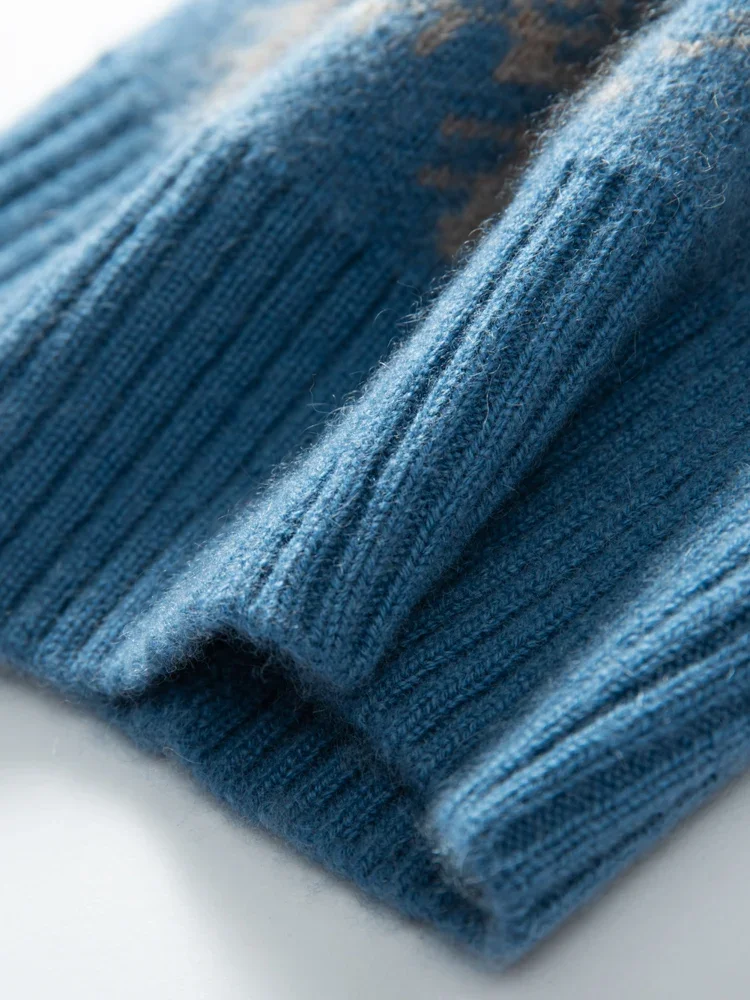 2023 Wool Cashmere Jacquard Knitted Beanies Women Snowflake Caps Christmas Present Hat Mens Winter Thick Cashmere Warm Bonnet 6