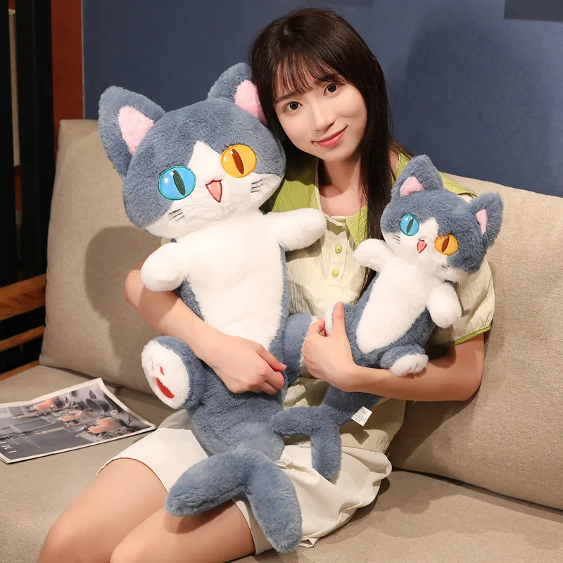 신제품 귀여운 큰 눈 상어 고양이 플러시 장난감, 귀여운 고양이 인형, 사랑스러운 동물 베개, 부드러운 만화 쿠션, 어린이 크리스마스 선물