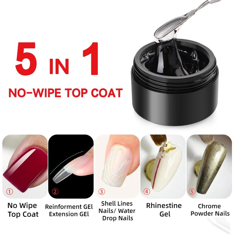 MSHARE 250g/500g Top Coat Gel No Wipe 5 In 1 Rhinestone Glue 3D Modeling Extend Nail Refill Salon Quality 2