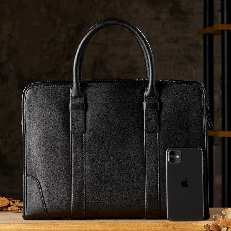 남성용 핸드메이드 정품 가죽 서류 가방, 탑 레이어 소가죽 숄더백, 사무실 노트북 크로스 바디 백, 패션 메신저 백