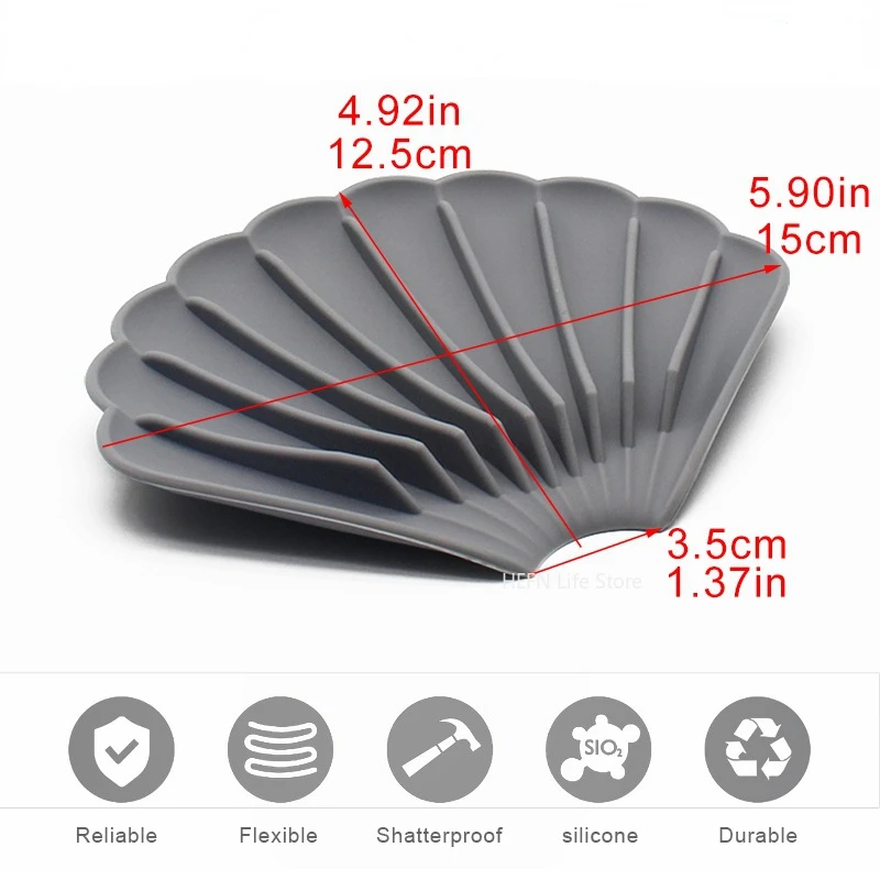 Soft Silicone Soap Dish Tray, Self Draining Soap Container, Soap Drain Storage Rack, Holder for Home, Bathroom Accessories, 1Pc