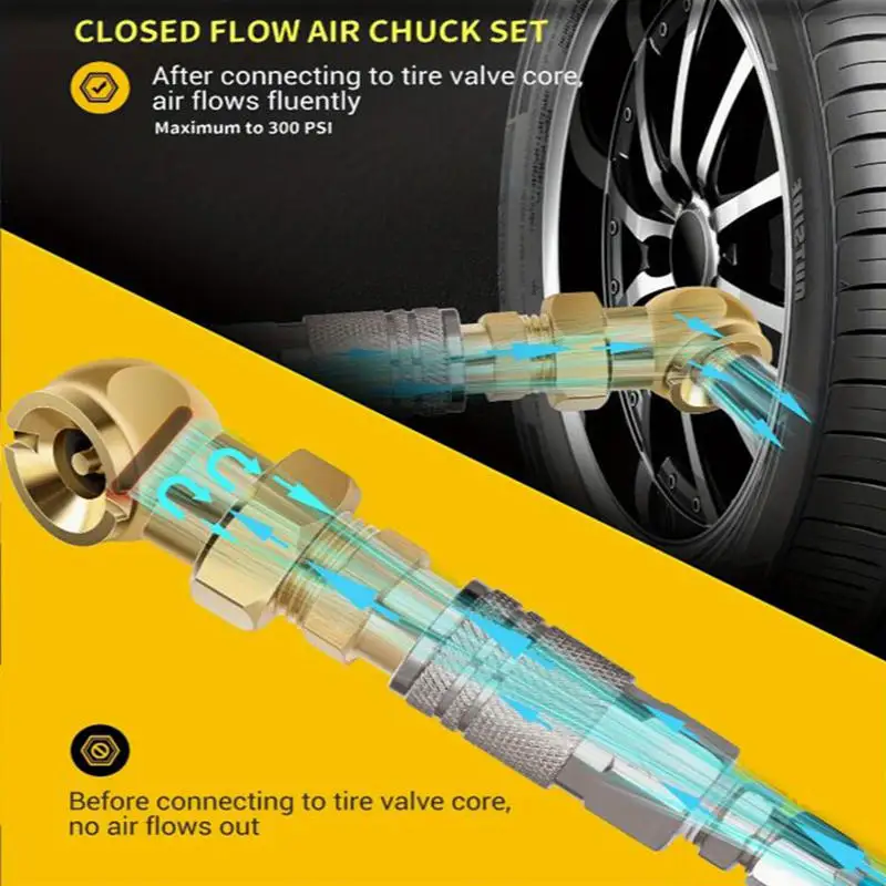 1/2set Ball Inflator Air Clamp Kit Brass 1/4 Inch Fnpt Car Tire Air Clamp Inflation Nozzle Air Pump Accessories