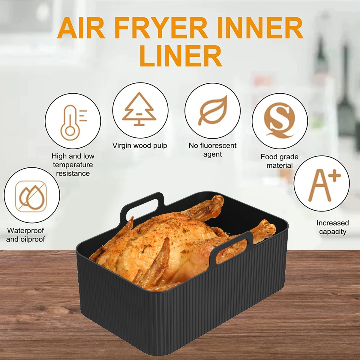 1/2pc Silicone Air Fryer Rectangular Tray Baking Pan Oven Pot Plate Liners  Dual 2 Basket Insert Dish Pan Accessories Ninja Foodi - AliExpress