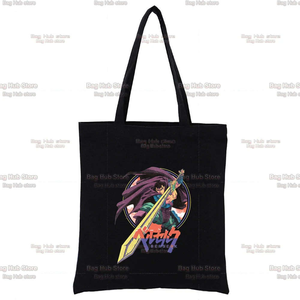 Berserk Cute Cartoon Shoulder Bag Black Canvas Bag Harajuku Shopper Bag  Fashion Casual Summer Shoulder Bags