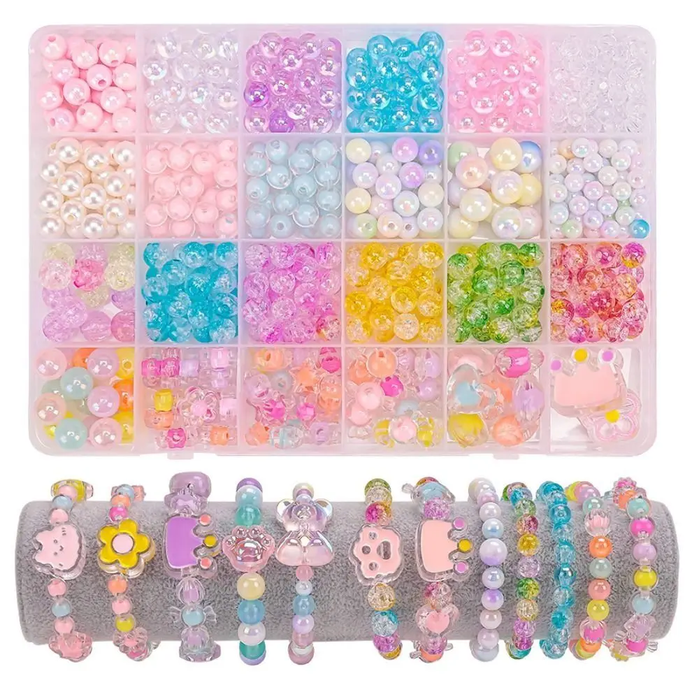 DIY Handmade Beaded Jewelry Craft Kit - Creative 24-Grid Acrylic Beads for Cute Kawaii Bracelet Making