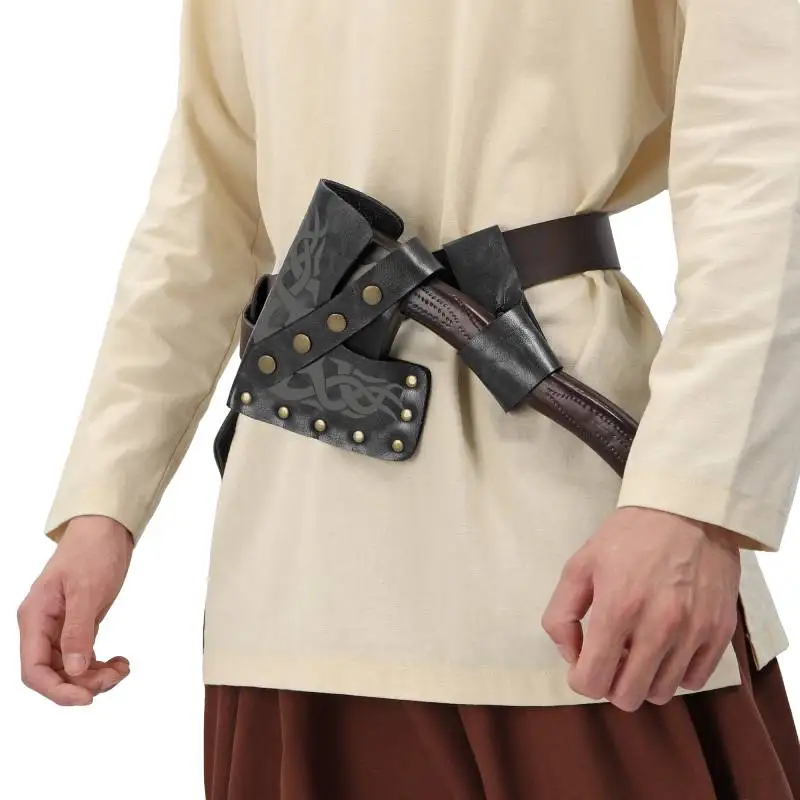 WENAM Medieval Viking Knight Sword Sheath Axe Blade Case Axe Sheath Holder With Waist Holster Scabbard Larp Cosplay Props