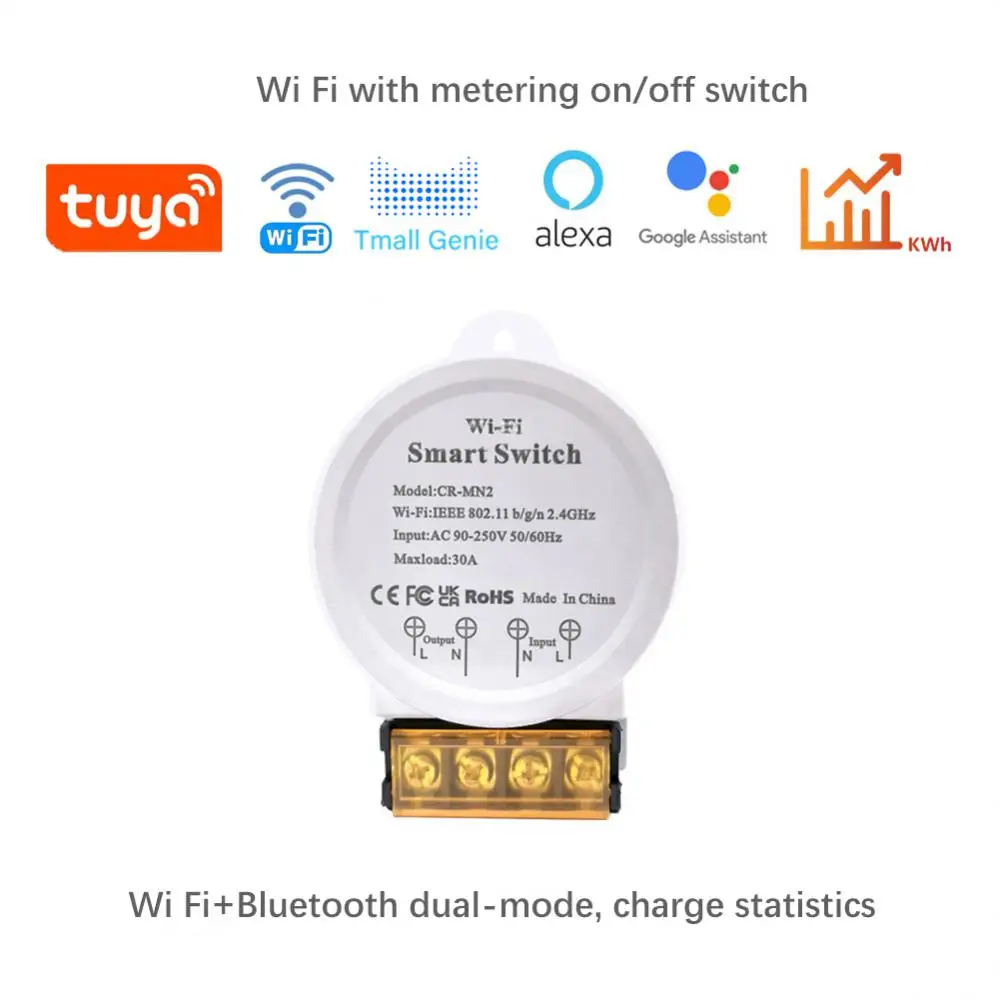 

Wi-Fi с таймером вкл/выкл, 30 А, 90-250 В