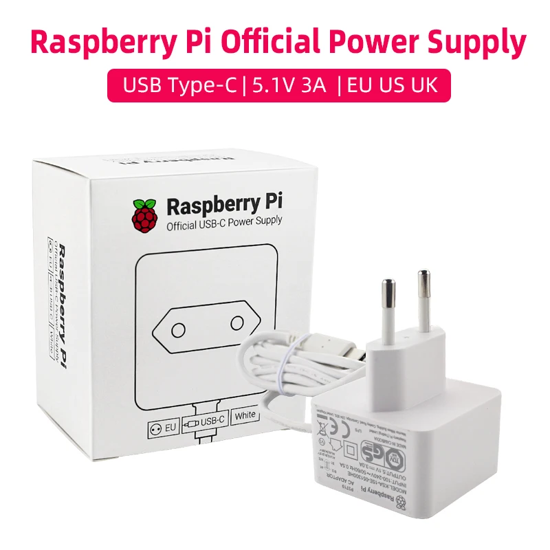 オリジナル Raspberry Pi 4 公式 USB-C 電源 5.1V 3A ホワイト