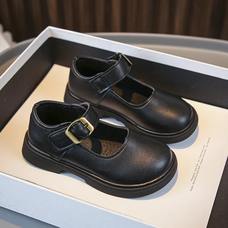 Boys Leather Shoes Soft Fashion Britain Style Black Baby Girls Casual Uniform School Shoes Children Versatile Loafer 2023 Simple 3