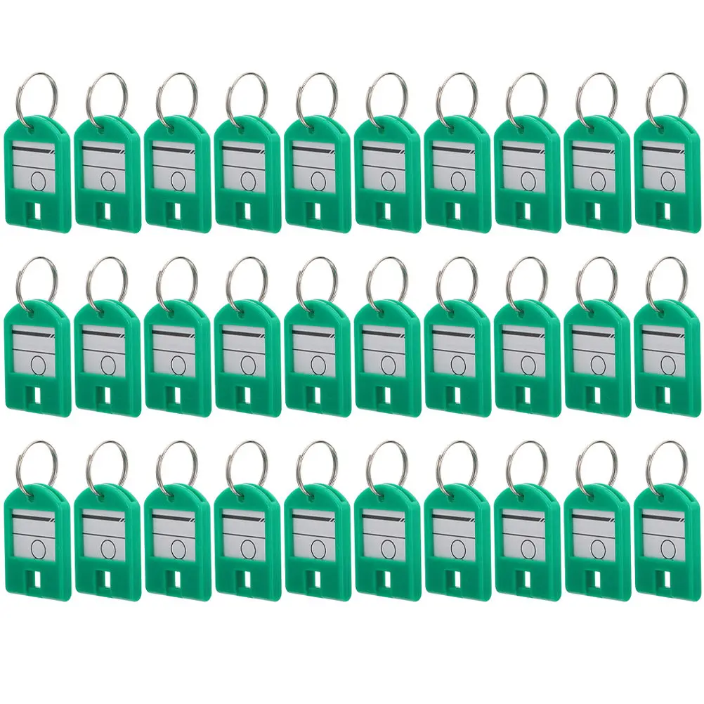 35Pcs 다목적 키 라벨 태그 가방 태그 수하물용 방수 플라스틱 커버 키링이 있는 컬러 스타일리쉬 키 식별자