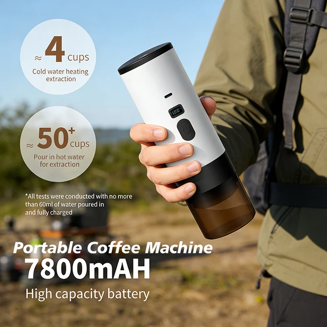 7800mAh Long-Lasting 3-in-1 Portable Coffee Maker, Electric Capsule Coffee Machine for Car, Travel & Camping 1